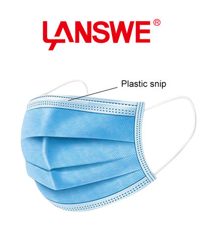 Disposable Protective Face Masks, Quality 3-Ply Sanitary. Pack of 1000 PCS.=20 Boxes x 50 PCS.