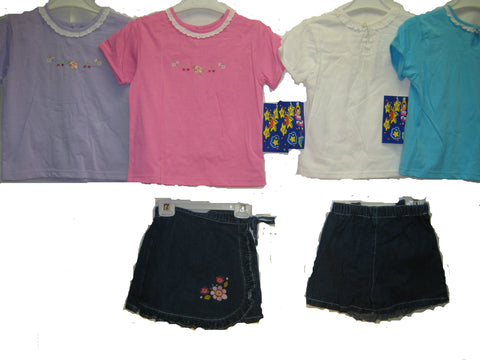 SKU: 13418 Girls's Sizes 4/5/6/6X Denim Embroidered Skortalls 2-PC Sets