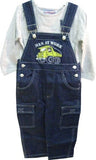 SKU: 102E Boys 2T/3T/4T Indigo Denim / Stripe Denim Embrodiery Overall 2-PC Set