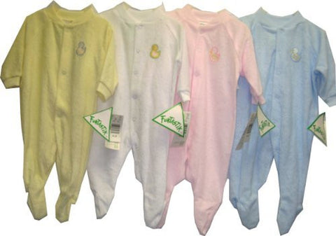 SKU: 0169 Baby Sizes XS(0-3M), S(3-6M), M(6-9M), L(9-12M) Flame Resistant Terry Knit Snap Buttons Front Sleeper ** 4 PCS Pack **