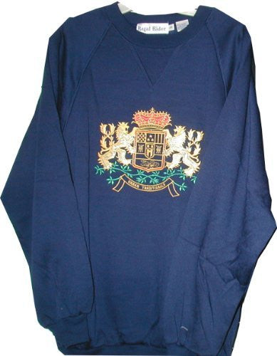 SKU: 6S888 Men's Sizes S/ M/ L/ XL Fleece Knit Crew Neck Long Sleeve Sweatshirt with Embroidered Lion on Front Chest