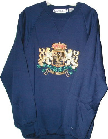 SKU: 6S888 Men's Sizes S/ M/ L/ XL Fleece Knit Crew Neck Long Sleeve Sweatshirt with Embroidered Lion on Front Chest