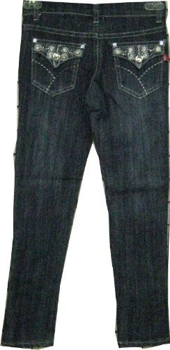 SKU: 716048 Girls Sizes 7/8/10/12/14 Stretchable Denim 5 Pockets Embroidered Jeans. Skinny Cut.