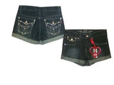 SKU: 71613 Girls Sizes 7/8/10/12/14 Stretchable Denim 5 Pockets Embroidered Jeans Short Shorts.