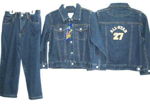 SKU: 53333 Boys Sizes 4/5/6/6X(7) Denim Embroidered Jacket + Jeans 2-PC Sets