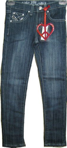 SKU: SK716010 Girls Sizes 7/8/10/12/14 Stretchable Denim 5 Pockets Embroidered Jeans. Skinny Cut.