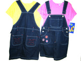 SKU: 4202 Girls's Sizes 4/5/6/6X Denim Embroidered Shortalls 2-PC Sets