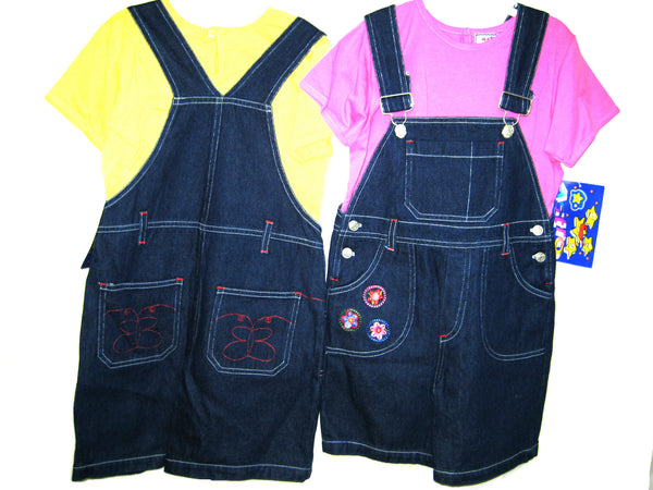 SKU: 4202 Girls's Sizes 4/5/6/6X Denim Embroidered Shortalls 2-PC Sets