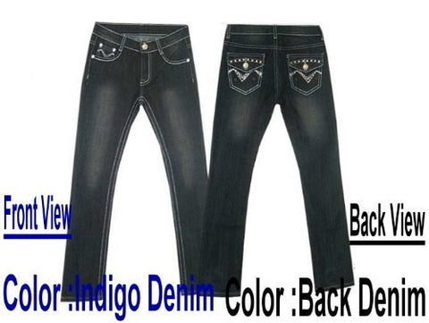SKU: 716425 Girls Sizes 7/8/10/12/14 Stretchable Denim 5 Pockets Embroidered Jeans. Skinny Cut.