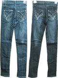 SKU: SK716010 Girls Sizes 7/8/10/12/14 Stretchable Denim 5 Pockets Embroidered Jeans. Skinny Cut.