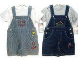 SKU: 126002 Toddler Boys Sizes 2T/3T/4T Indigo Denim/Stripe Denim Shortall 2-PC Sets with Cap