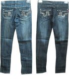 SKU: SK716015 Girls Sizes 7/8/10/12/14 Stretchable Denim 5 Pockets Embroidered Jeans. Skinny Cut.