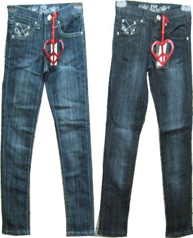 SKU: SK716010 Girls Sizes 7/8/10/12/14 Stretchable Denim 5 Pockets Embroidered Jeans. Skinny Cut.