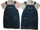 SKU: 95910 Girls's Sizes 2T/3T/4T/5T Denim Embroidered Jumper Dress 2-PC Sets