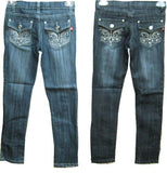 SKU: 716048 Girls Sizes 7/8/10/12/14 Stretchable Denim 5 Pockets Embroidered Jeans. Skinny Cut.