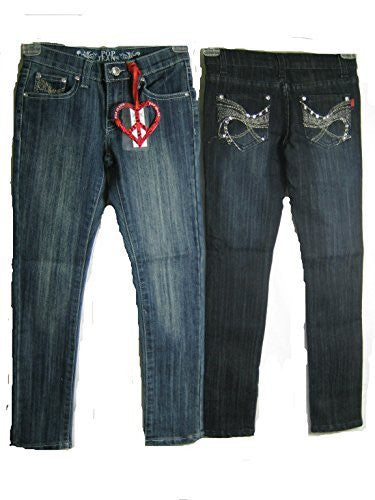 SKU: SK716005 Girls Sizes 7/8/10/12/14 Stretchable Denim 5 Pockets Embroidered Jeans. Skinny Cut.