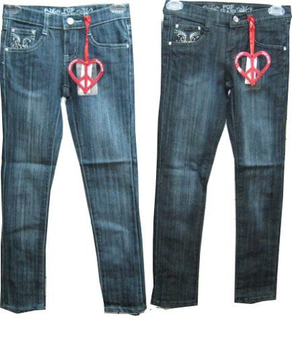 SKU: 716048 Girls Sizes 7/8/10/12/14 Stretchable Denim 5 Pockets Embroidered Jeans. Skinny Cut.