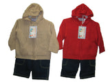 SKU: 5322 Infants Sizes 12M/18M/24M Sweater Knit Hoodie Jacket+Denim Pants 2-PC Sets