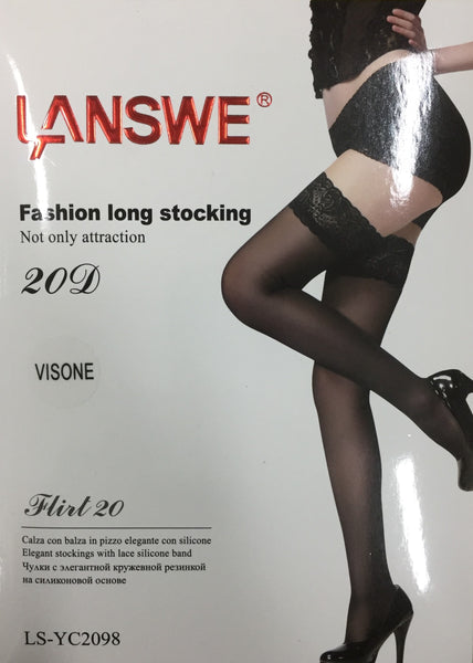 SKU: LS-YC2098 Women's 20D Ultra-Sheer Fashion Long Stocking.  * 6 Units Pack *
