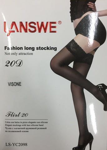 SKU: LS-YC2098 Women's 20D Ultra-Sheer Fashion Long Stocking.  * 6 Units Pack *