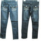SKU: 716022 Girls Sizes 7/8/10/12/14 Stretchable Denim 5 Pockets Embroidered Jeans. Skinny Cut.