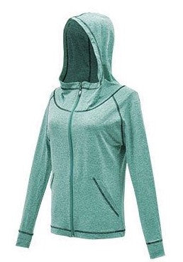 Ladies Sizes S, M, L, XL, Zipper Hooded Long Sleeve Sports Jackets with Kangaroo Pockets